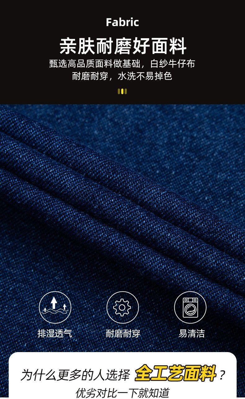 NZ024A 夏季薄款長(zhǎng)袖反光繩拉鏈牛仔工作服定制套裝男電焊工機(jī)修勞保服(圖3)