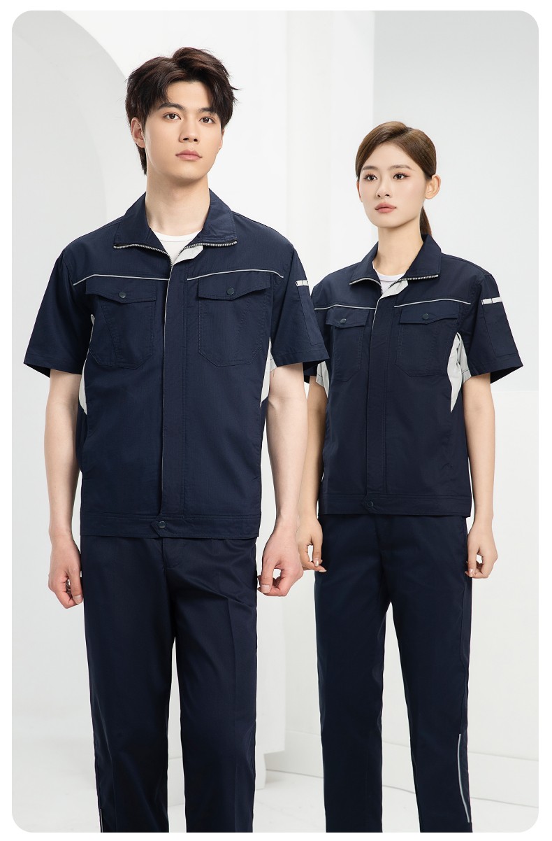 DL237D 夏季彈力竹纖維工作服套裝定制吸濕排汗透氣長(zhǎng)短袖薄款電工勞保服(圖14)