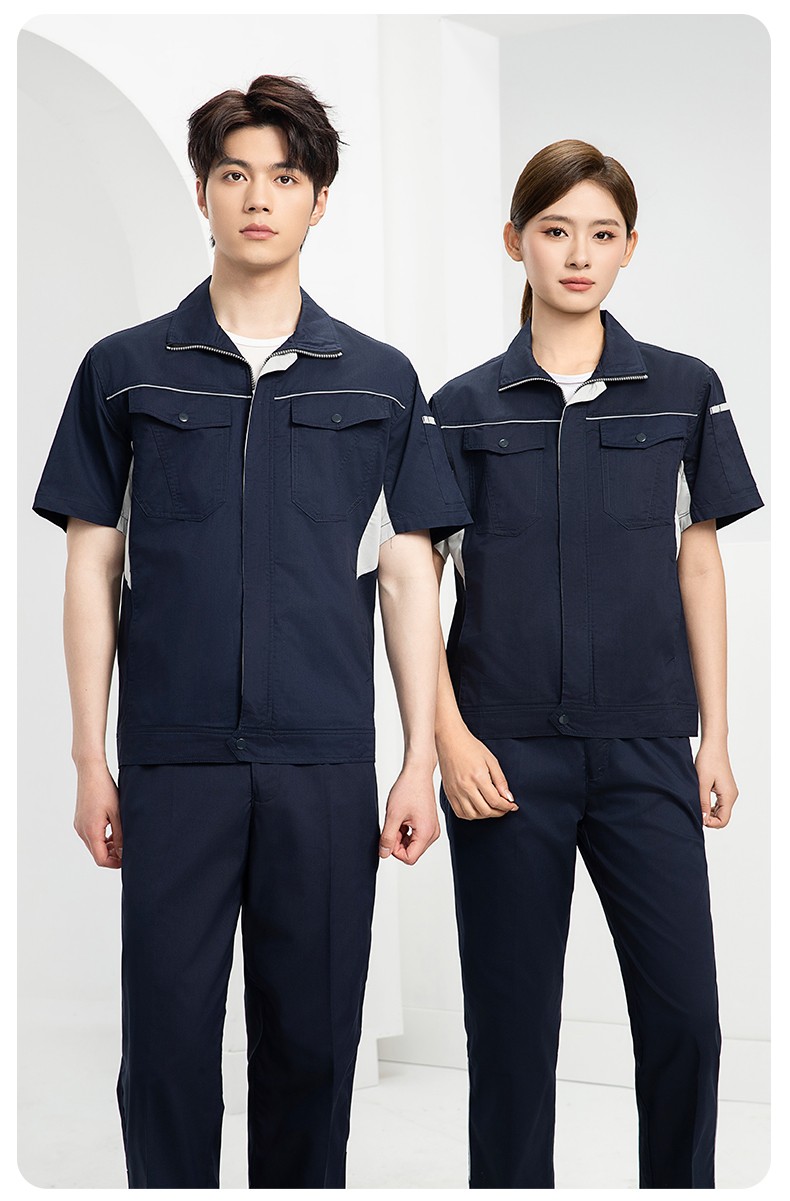 DL237D 夏季彈力竹纖維工作服套裝定制吸濕排汗透氣長(zhǎng)短袖薄款電工勞保服(圖13)