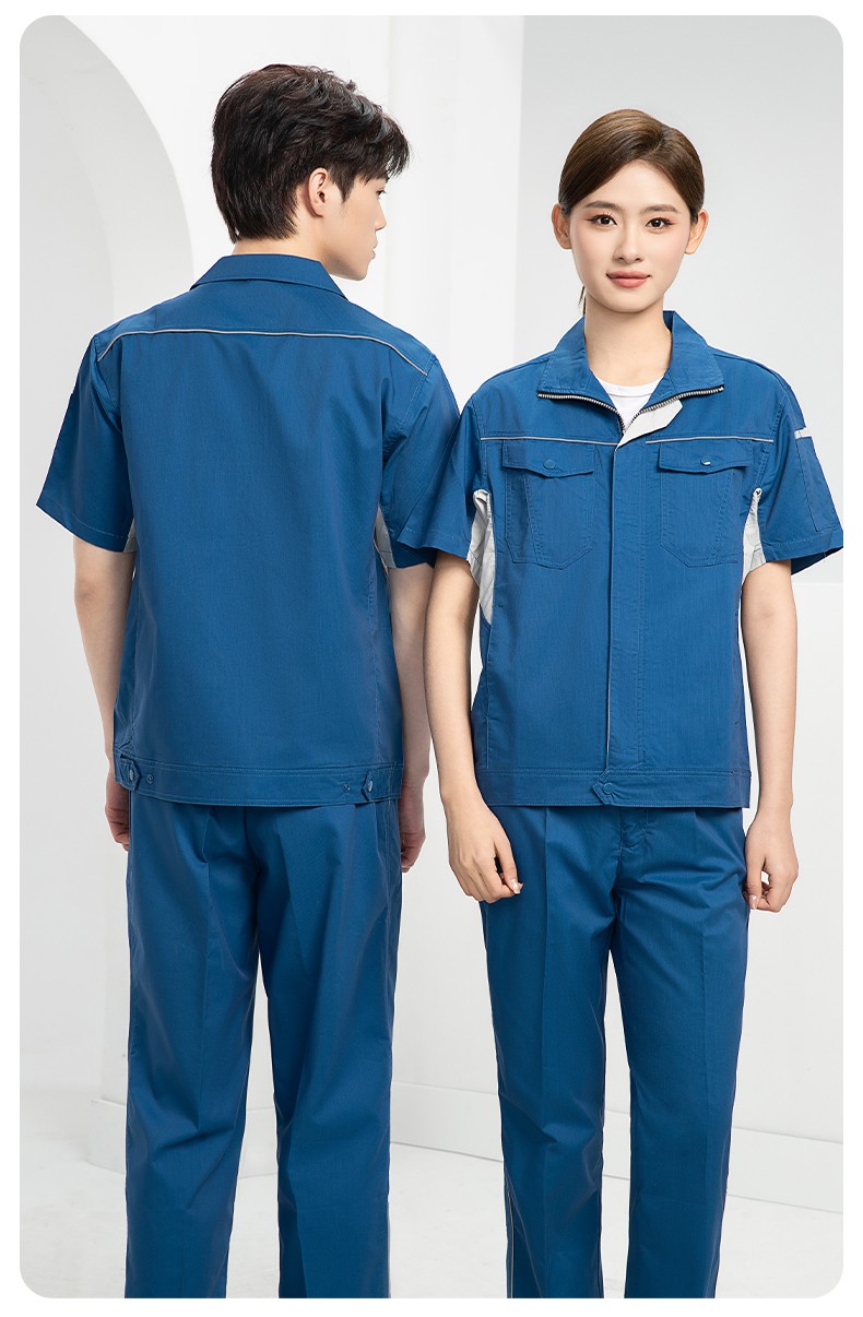 DL237D 夏季彈力竹纖維工作服套裝定制吸濕排汗透氣長(zhǎng)短袖薄款電工勞保服(圖16)