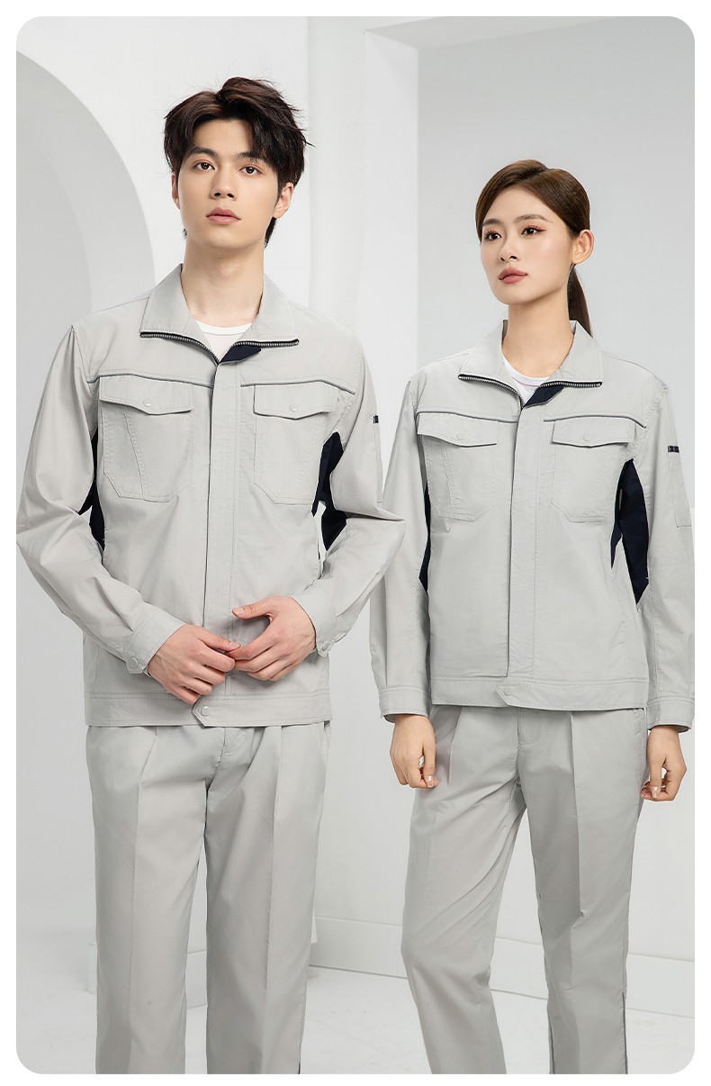 DL237D 夏季彈力竹纖維工作服套裝定制吸濕排汗透氣長(zhǎng)短袖薄款電工勞保服(圖21)