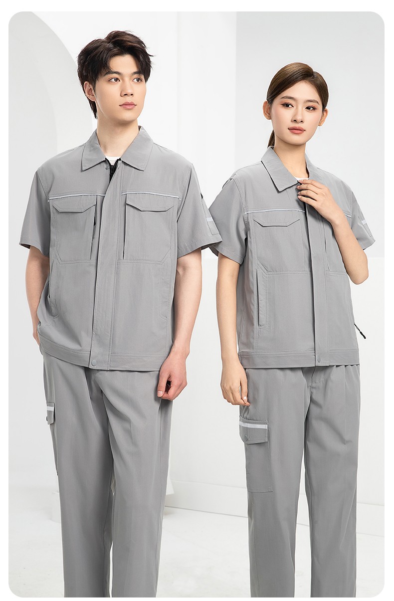 DM242X 夏季長(zhǎng)袖工作服男套裝耐磨工廠車間廠服建筑施工勞保服汽修服定制(圖11)