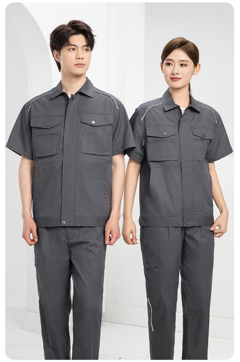 DM2315X 夏季工作服長(zhǎng)袖透氣吸濕排汗薄款套裝勞保服建筑工程服上衣定制(圖12)