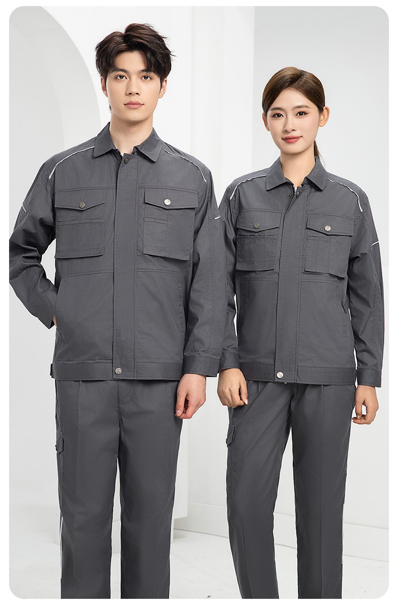 DM2315X 夏季工作服長(zhǎng)袖透氣吸濕排汗薄款套裝勞保服建筑工程服上衣定制(圖21)