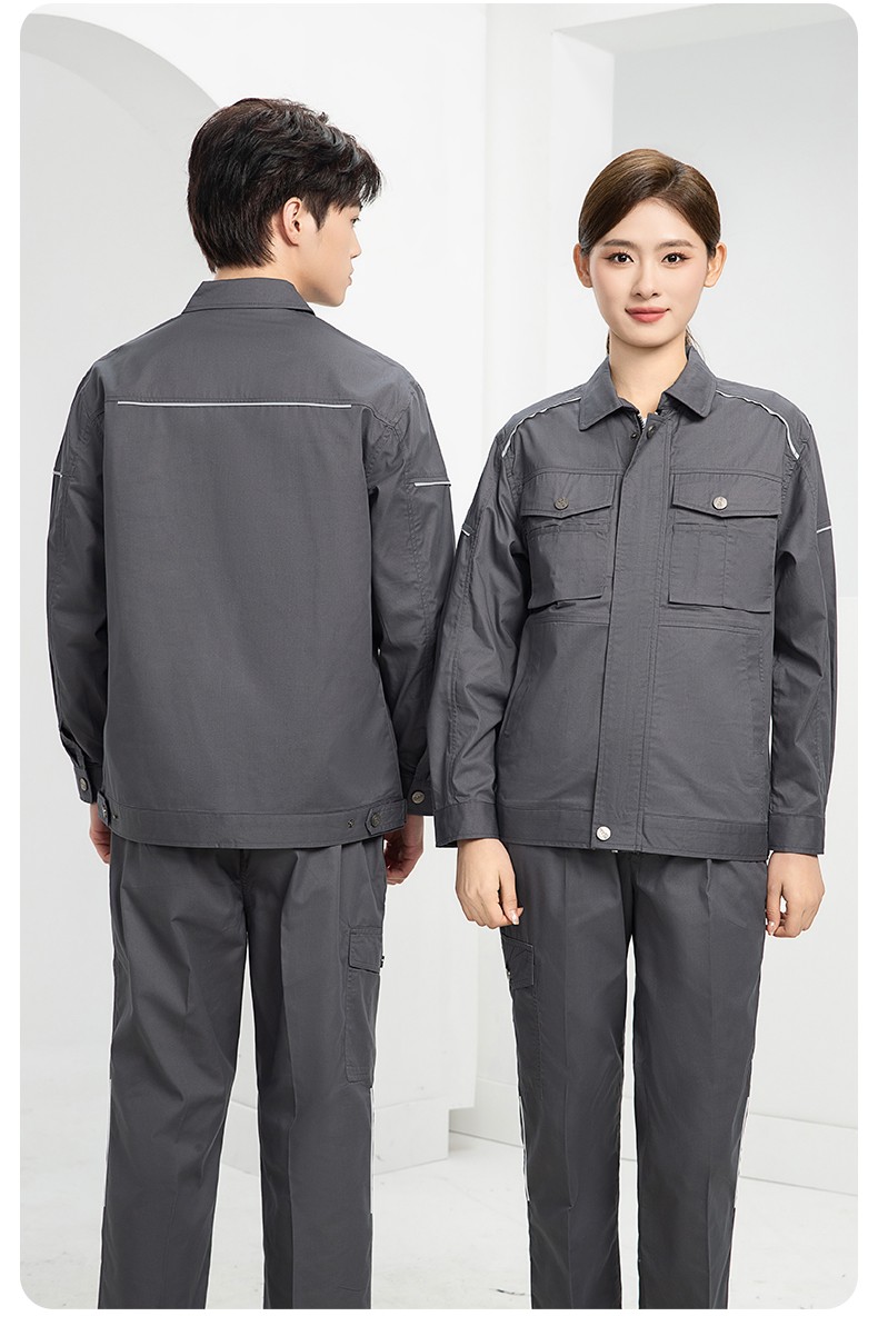 DM2315X 夏季工作服長(zhǎng)袖透氣吸濕排汗薄款套裝勞保服建筑工程服上衣定制(圖22)