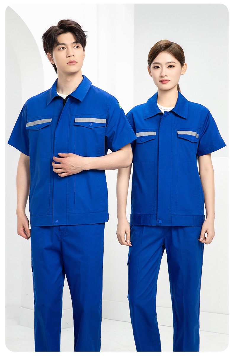 QM2091D 夏季工作服套裝男純棉長(zhǎng)短袖薄款反光海油工程工裝機(jī)電焊工勞保服(圖14)