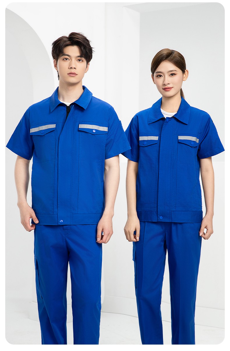 QM2091D 夏季工作服套裝男純棉長(zhǎng)短袖薄款反光海油工程工裝機(jī)電焊工勞保服(圖13)
