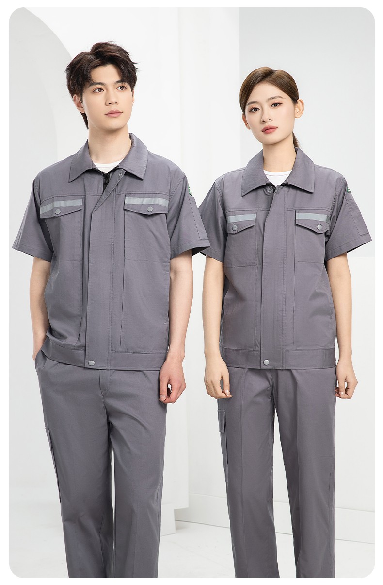 QM2091D 夏季工作服套裝男純棉長(zhǎng)短袖薄款反光海油工程工裝機(jī)電焊工勞保服(圖16)