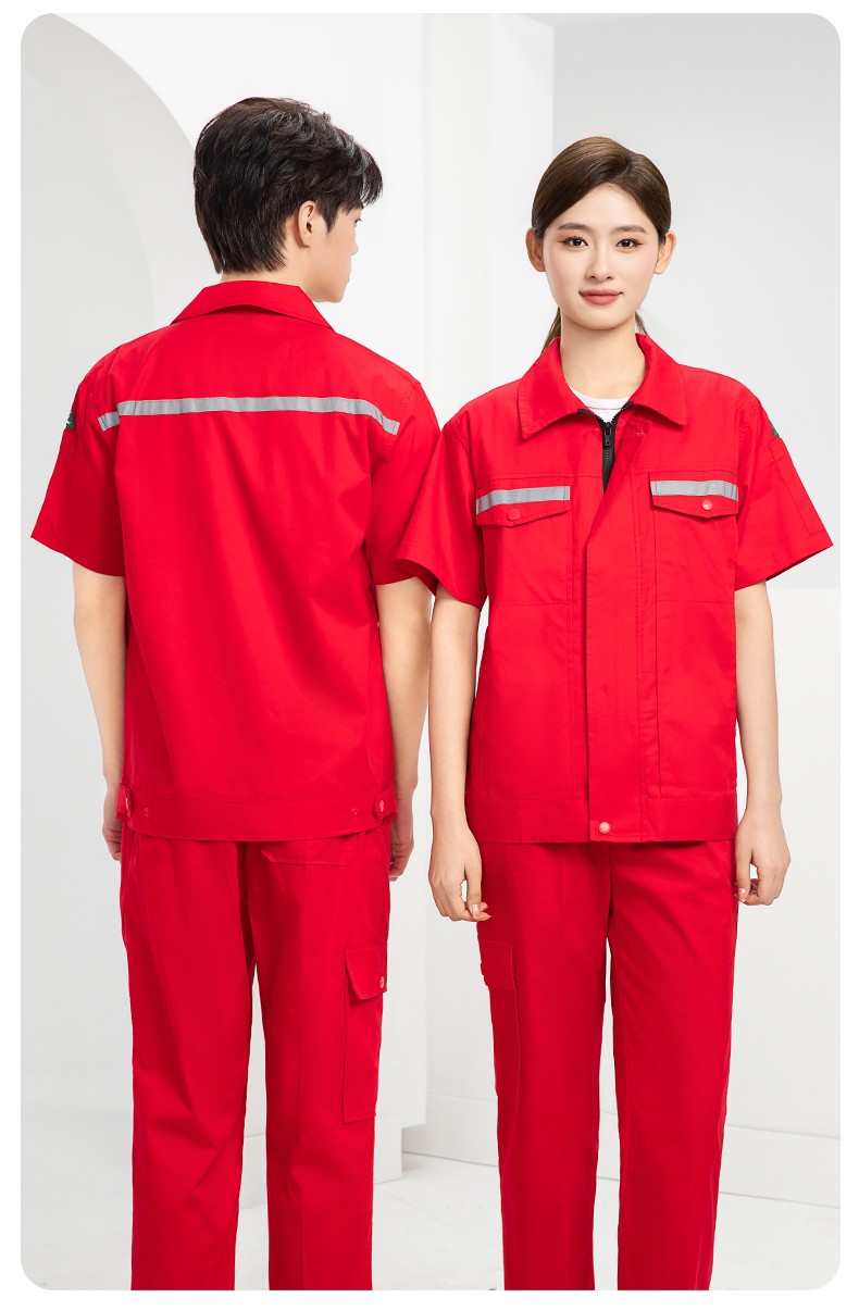 QM2091D 夏季工作服套裝男純棉長(zhǎng)短袖薄款反光海油工程工裝機(jī)電焊工勞保服(圖18)