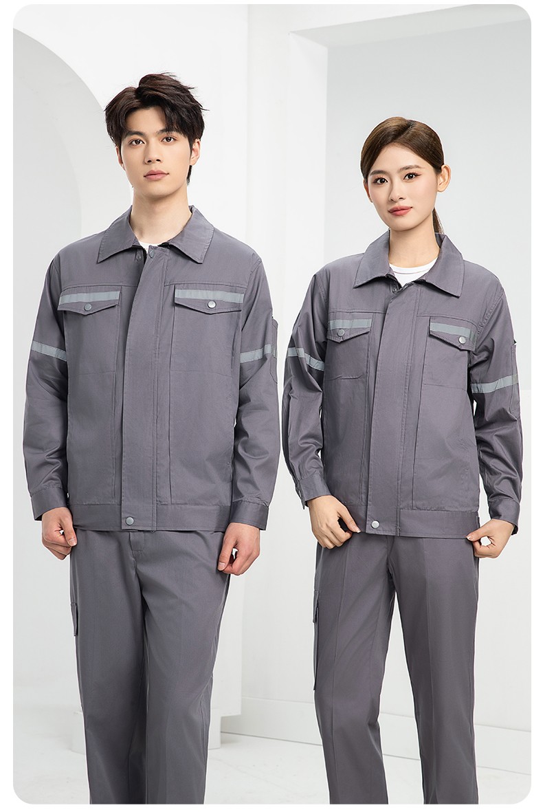 QM2091D 夏季工作服套裝男純棉長(zhǎng)短袖薄款反光海油工程工裝機(jī)電焊工勞保服(圖23)
