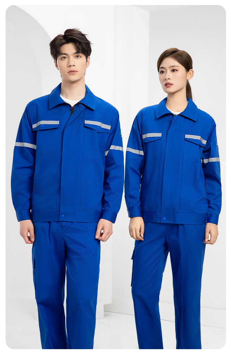 QM2091D 夏季工作服套裝男純棉長(zhǎng)短袖薄款反光海油工程工裝機(jī)電焊工勞保服(圖21)
