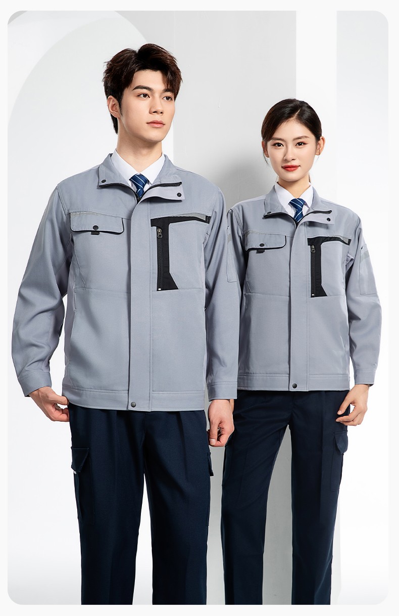 LJ-68003 滌棉防靜電工作服套裝男汽修車間工廠電焊服廠服反光條工裝勞保服(圖16)