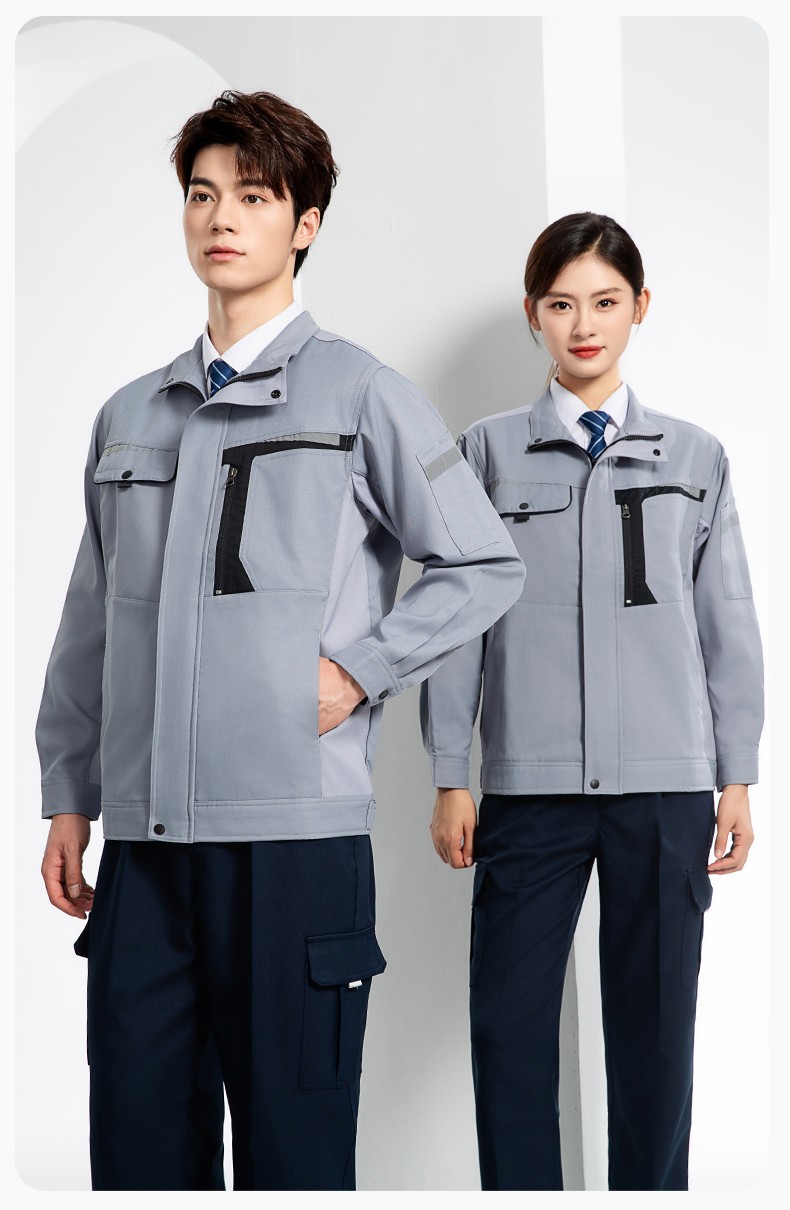 LJ-68003 滌棉防靜電工作服套裝男汽修車間工廠電焊服廠服反光條工裝勞保服(圖17)