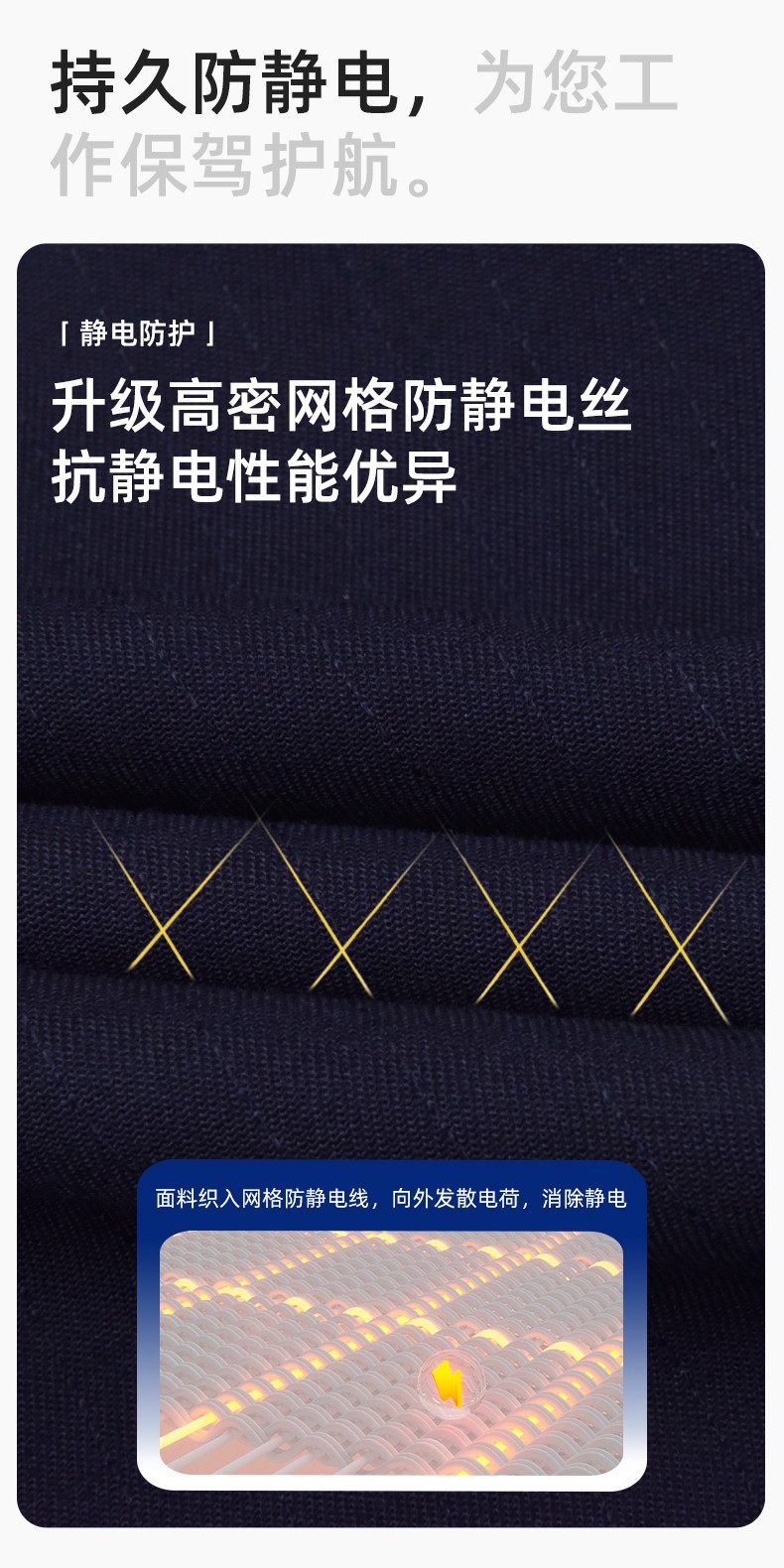 JC-S2203 春秋防靜電工作服套裝定制男耐磨工地勞動石油石化工裝勞保服上衣(圖4)