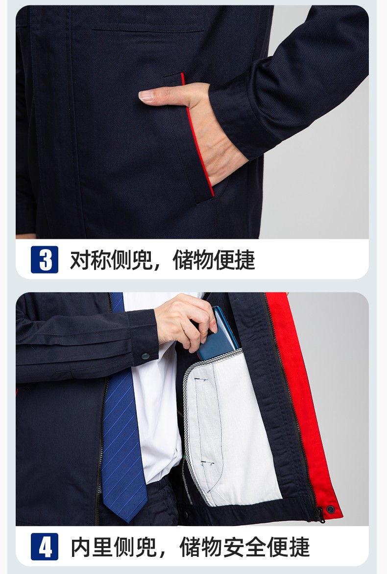 JC-S2203 春秋防靜電工作服套裝定制男耐磨工地勞動石油石化工裝勞保服上衣(圖10)
