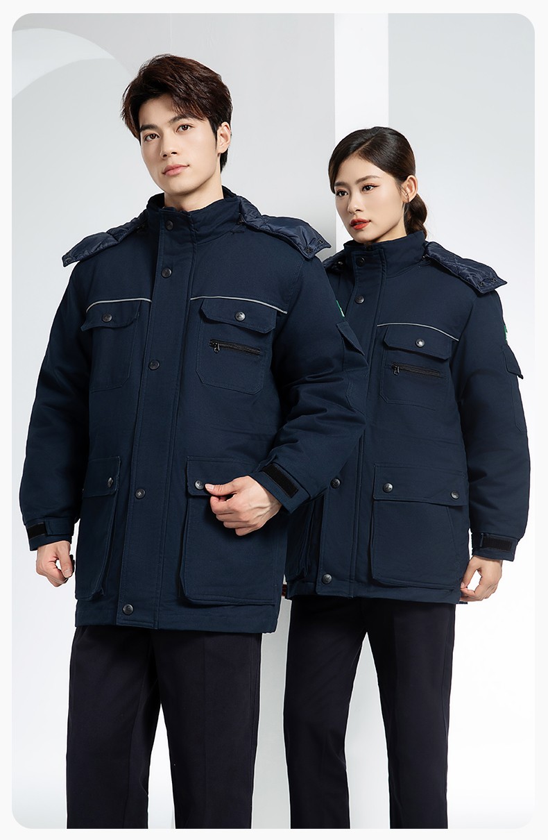 QMMF8868 冬季工作服棉衣定制中長(zhǎng)加絨加厚防寒保暖海油工程汽修廠勞保服(圖15)