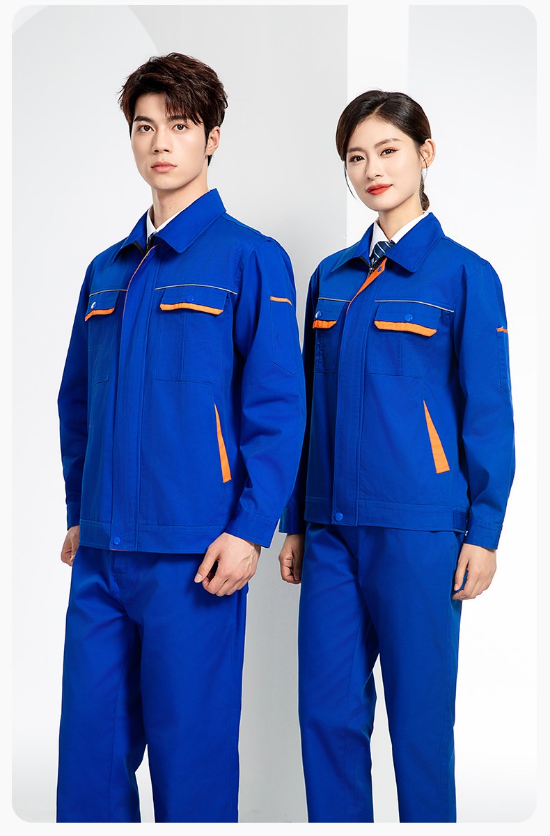JC-102 春秋工作服套裝印字定制CVC長袖上衣耐磨汽修工廠車間工裝勞保服(圖21)