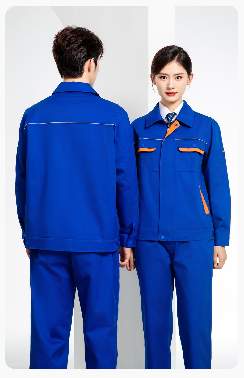 JC-102 春秋工作服套裝印字定制CVC長袖上衣耐磨汽修工廠車間工裝勞保服(圖22)