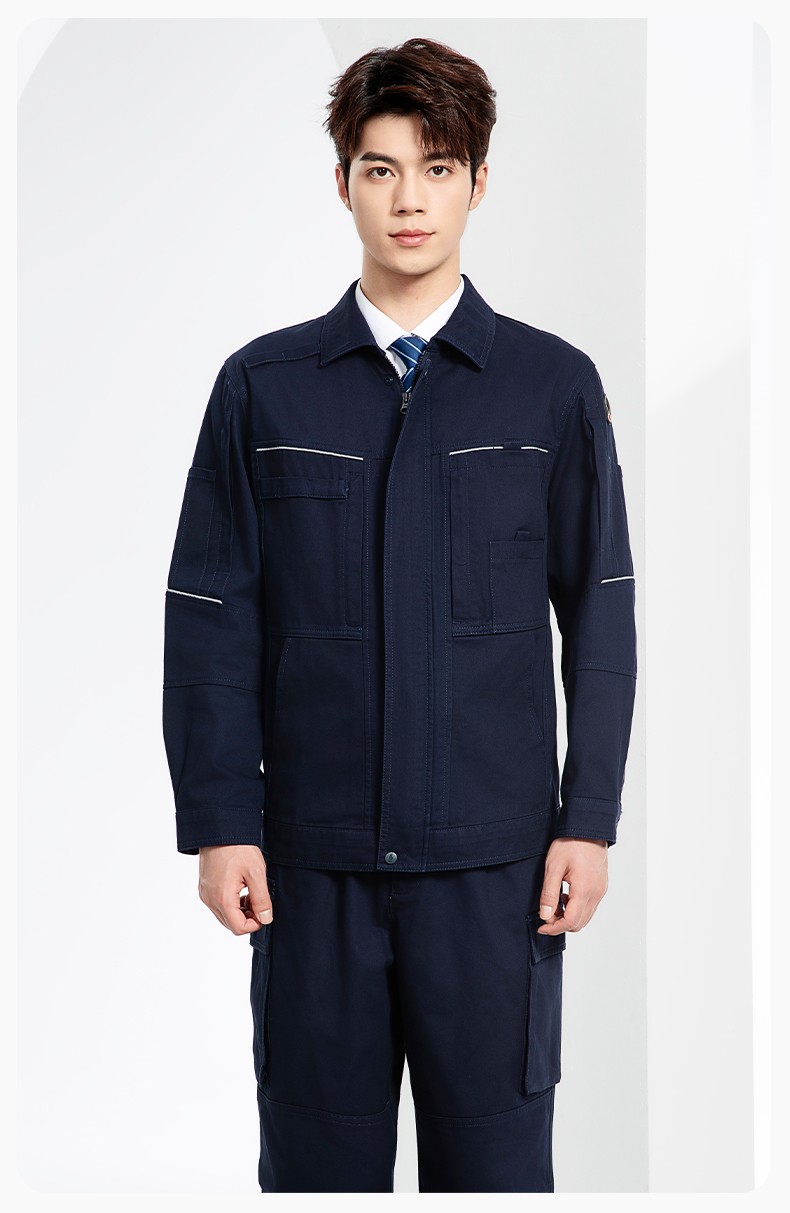 JC-3D07QM 純棉工作服定制男春秋長(zhǎng)袖工裝印字工廠車(chē)間機(jī)修全棉反光勞保服(圖14)