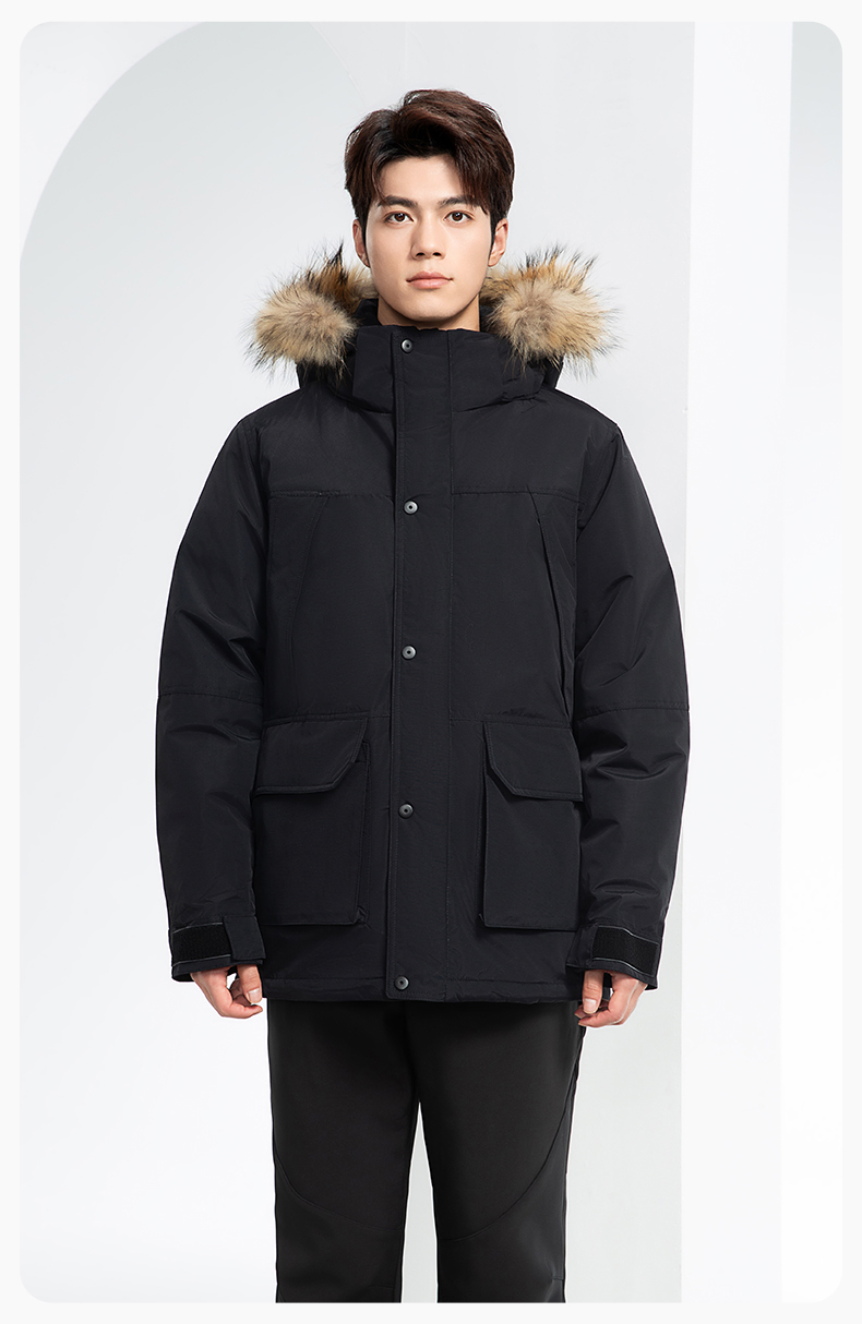 RH-60953 冬季可拆卸羽絨內(nèi)膽三合一沖鋒衣毛領帽子防風防雨登山騎行服定制(圖17)