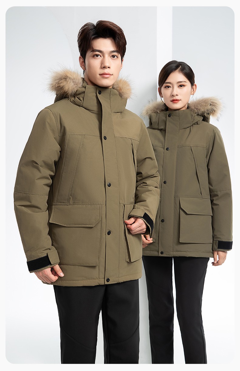 RH-60953 冬季可拆卸羽絨內(nèi)膽三合一沖鋒衣毛領帽子防風防雨登山騎行服定制(圖22)