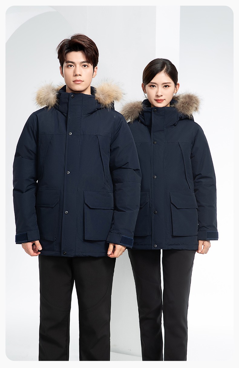 RH-60953 冬季可拆卸羽絨內(nèi)膽三合一沖鋒衣毛領帽子防風防雨登山騎行服定制(圖23)