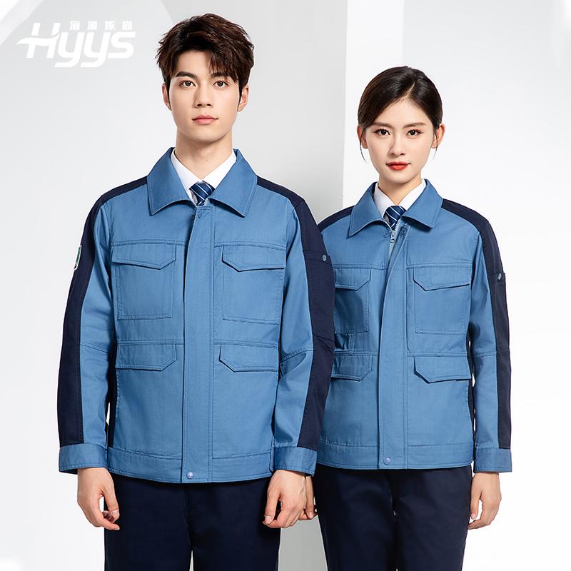JC-3D02 春秋防靜電棉服定制工作服拼色工裝加油站機修車間廠服勞保工作服