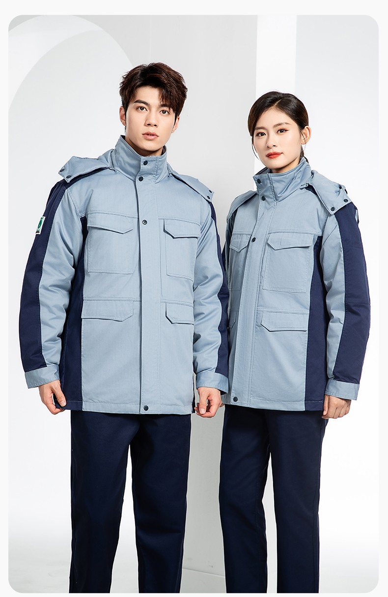JC-3D02M 冬季防靜電棉服定制工作服拼色CVC工裝加油站機(jī)修車間廠服勞保服(圖14)
