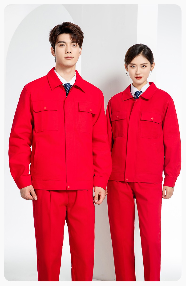 RD-8013 純棉電焊工作服套裝男秋冬款耐磨加厚車(chē)間汽車(chē)修理廠服勞保服工裝(圖14)
