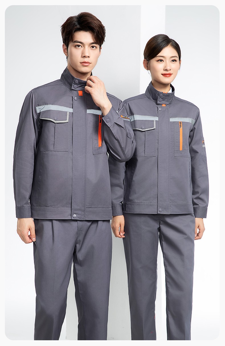 DM8038 批發(fā)工作服套裝男耐磨長袖反光條廠服車間汽修企業(yè)工地工裝勞保服(圖16)