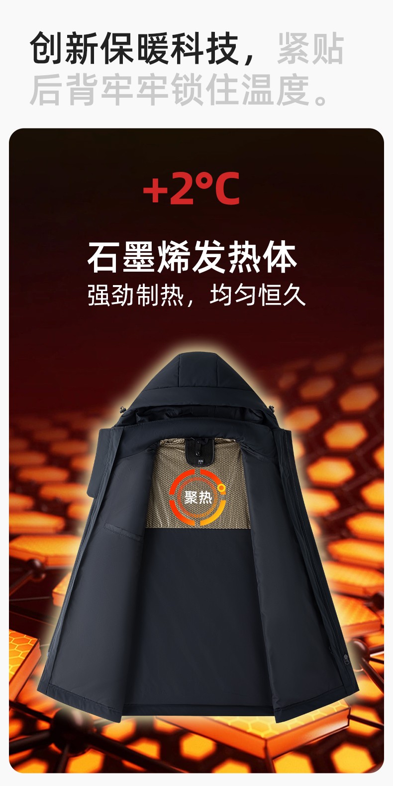 RH-6017 冬季羽絨沖鋒衣中長款工作服男純色加絨加厚保暖公司商務(wù)工裝定制(圖5)