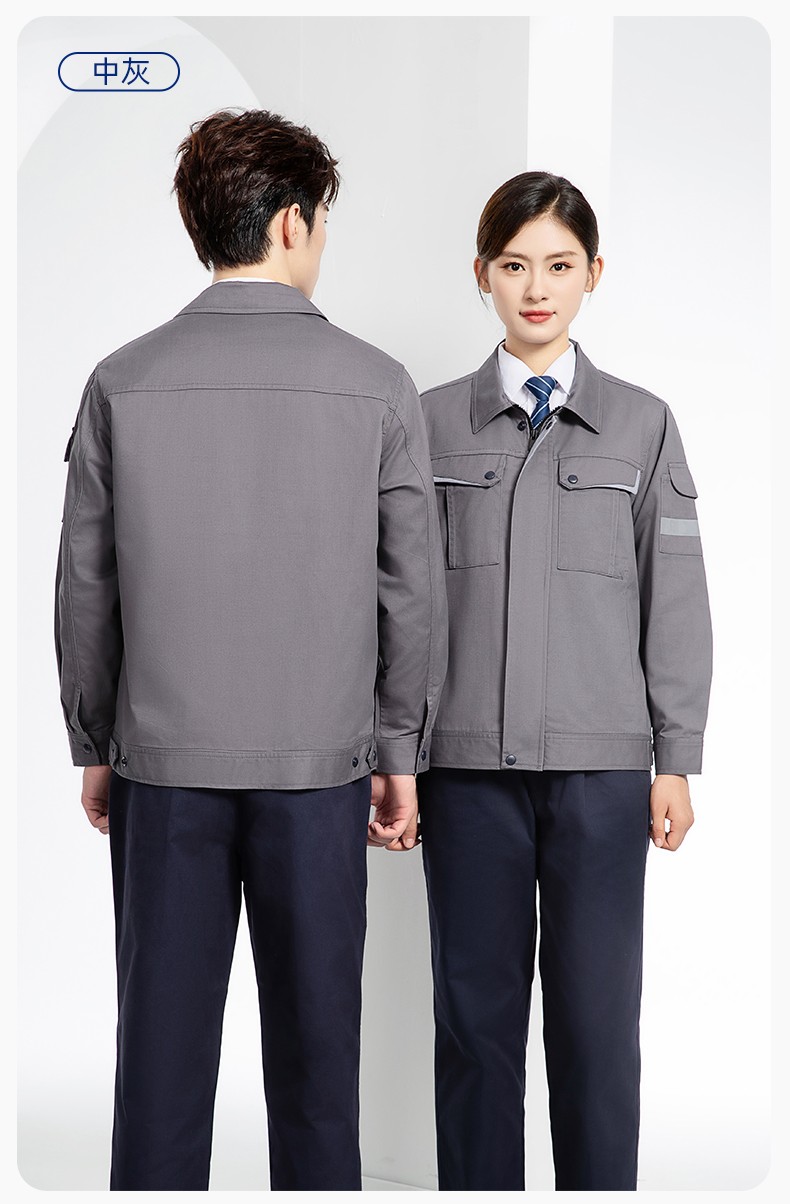 YJ-6801 春秋CVC工作服套裝男加網(wǎng)襯耐磨外套汽修工廠(chǎng)車(chē)間工裝勞保服定制(圖20)