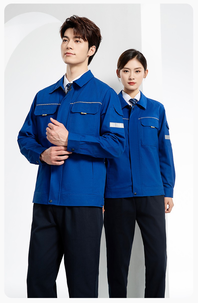 YJ-6902 純棉工作服套裝男印字定制春秋耐磨電力全棉工廠車間工裝勞保廠服(圖15)