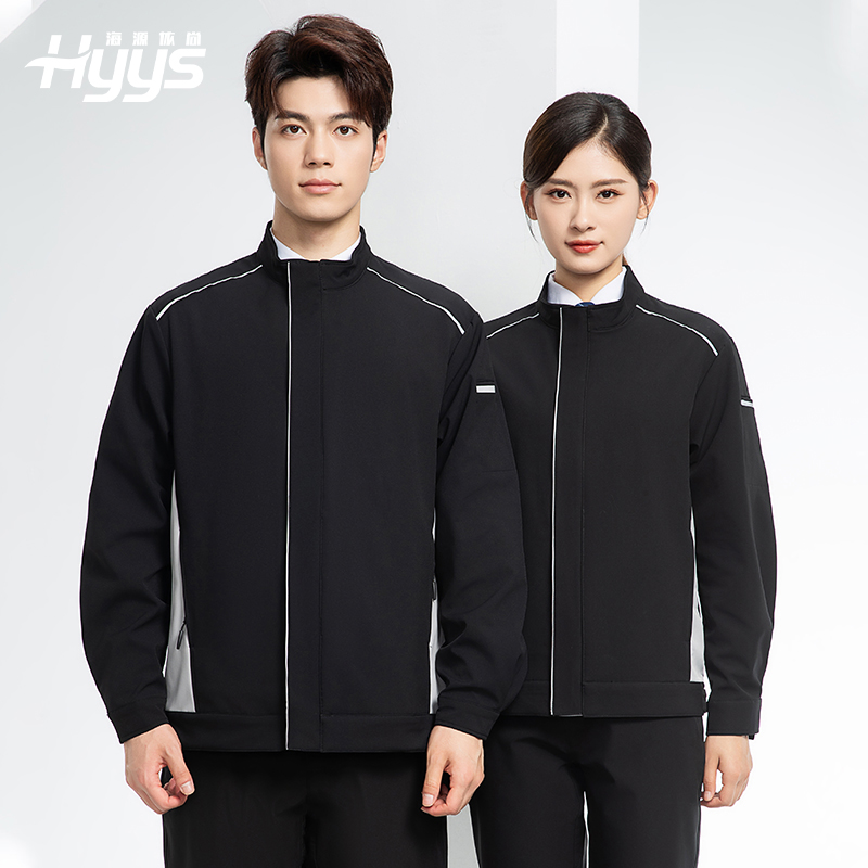 YJ-5608XM 軟殼沖鋒衣工作服春秋套裝男純色防風(fēng)工裝企業(yè)團(tuán)體服機(jī)修服定制