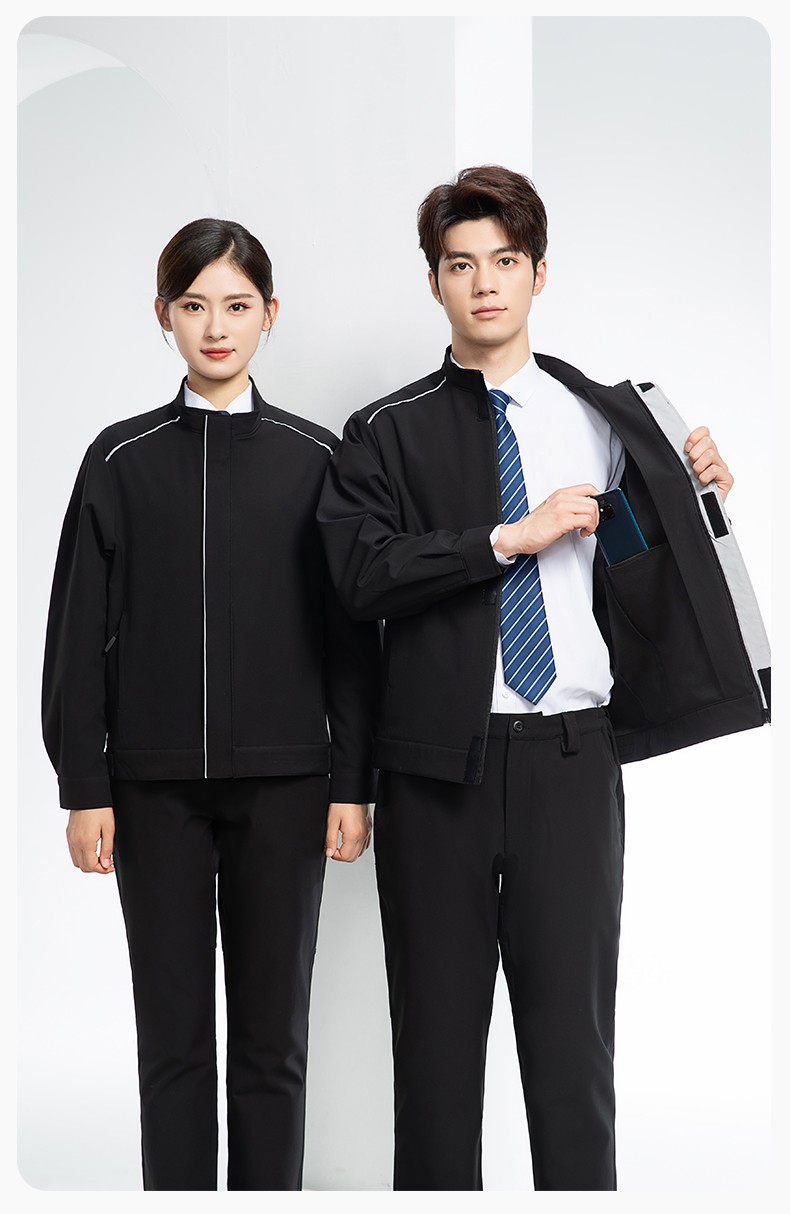 YJ-5608XM 軟殼沖鋒衣工作服春秋套裝男純色防風(fēng)工裝企業(yè)團體服機修服定制(圖15)