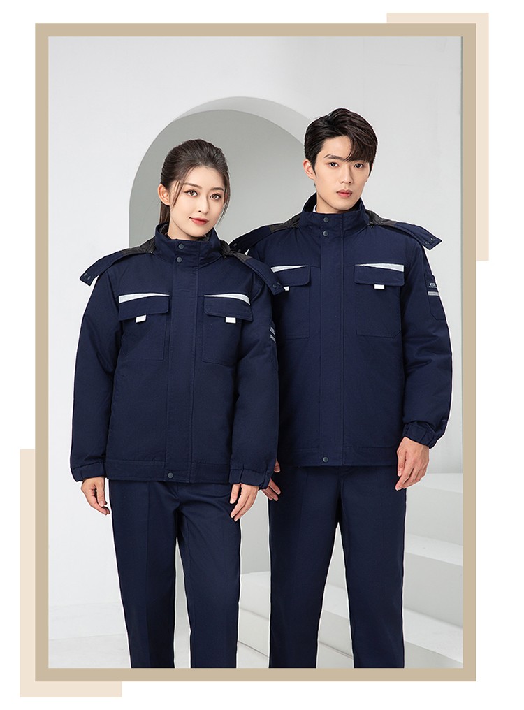 LW-8826Y 冬季可拆卸羽絨工作服棉襖工廠(chǎng)車(chē)間員工勞保服加絨加厚棉服工裝定制(圖23)
