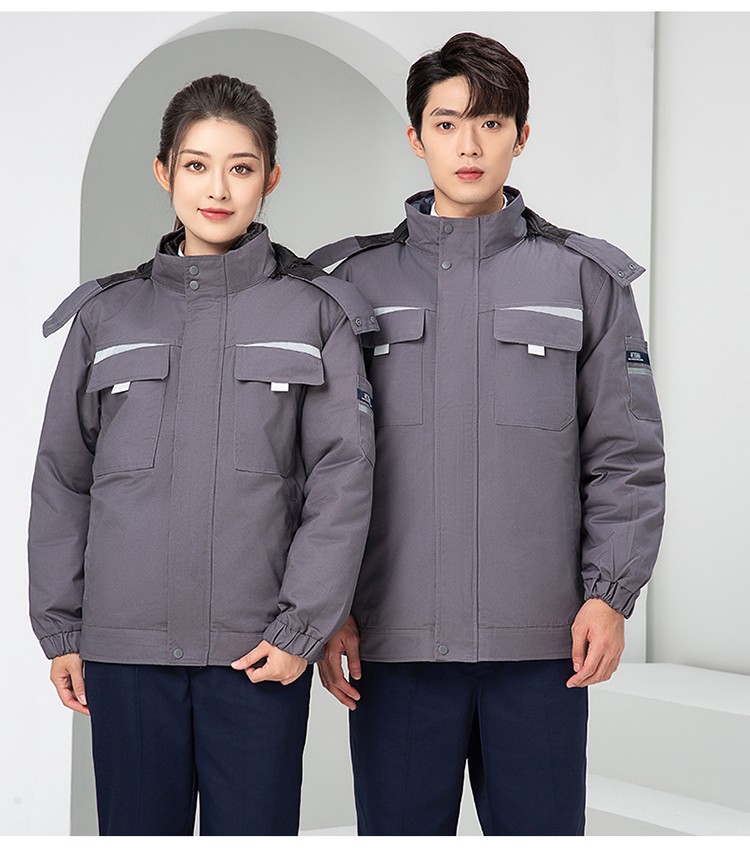 LW-8826Y 冬季可拆卸羽絨工作服棉襖工廠(chǎng)車(chē)間員工勞保服加絨加厚棉服工裝定制(圖26)