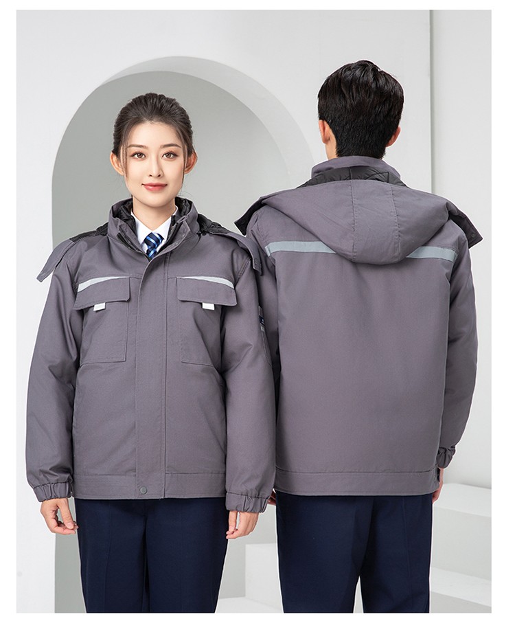 LW-8826Y 冬季可拆卸羽絨工作服棉襖工廠(chǎng)車(chē)間員工勞保服加絨加厚棉服工裝定制(圖27)