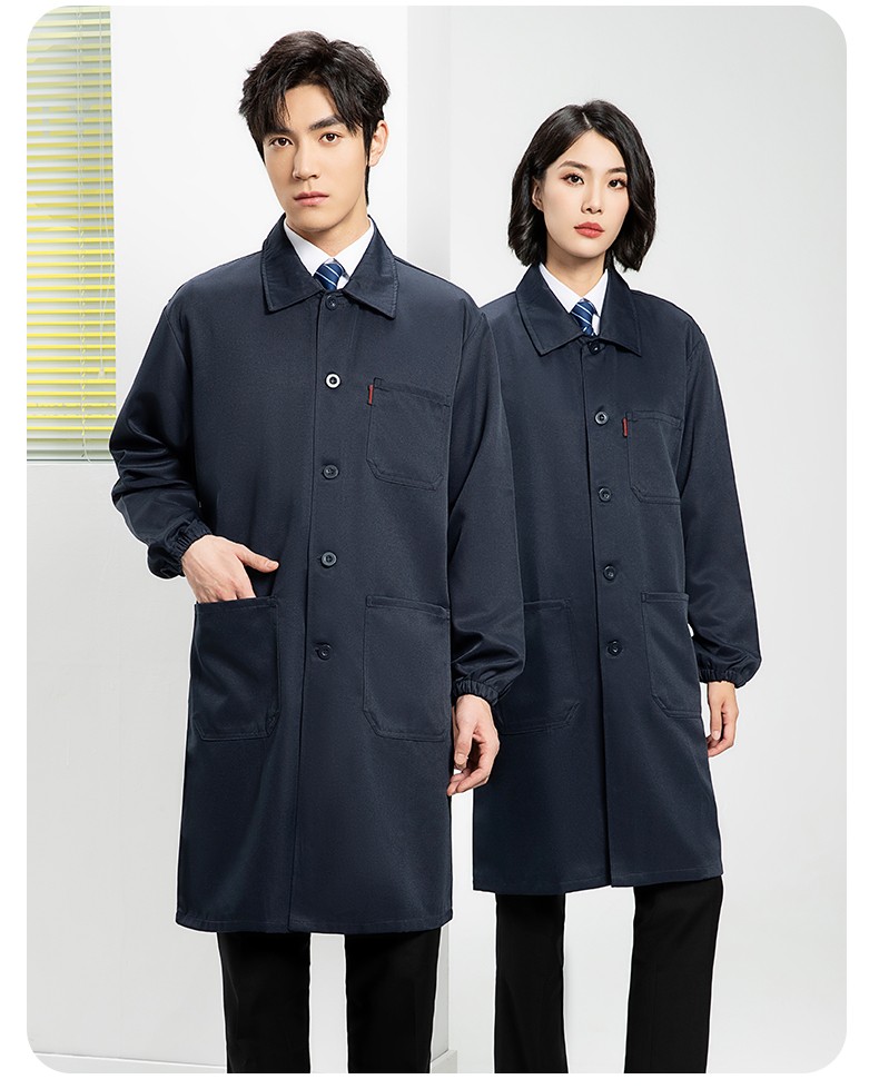 YJ-2302 純色翻領(lǐng)大褂工作服大褂倉庫搬運(yùn)裝卸服飼養(yǎng)員防塵罩衣食品廠服(圖15)