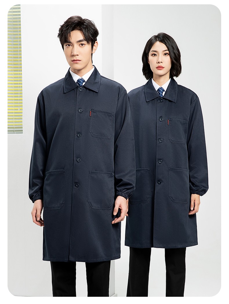 YJ-2302 純色翻領(lǐng)大褂工作服大褂倉庫搬運(yùn)裝卸服飼養(yǎng)員防塵罩衣食品廠服(圖16)