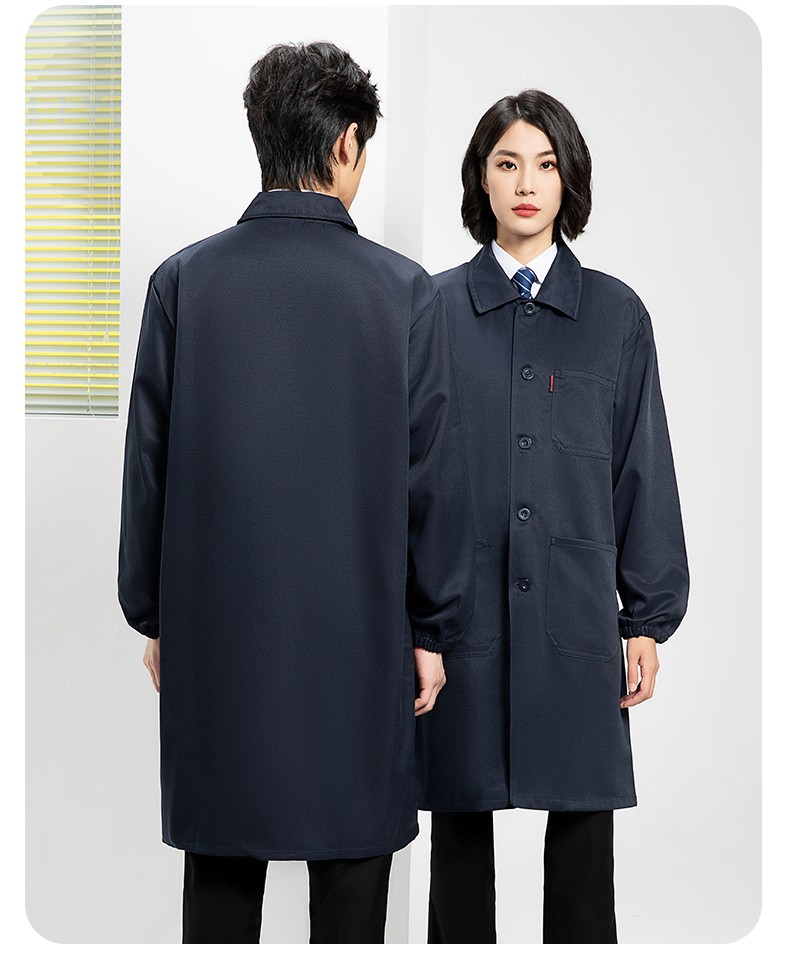 YJ-2302 純色翻領(lǐng)大褂工作服大褂倉庫搬運(yùn)裝卸服飼養(yǎng)員防塵罩衣食品廠服(圖17)