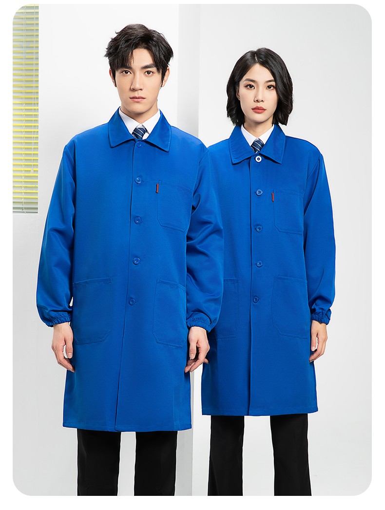 YJ-2302 純色翻領(lǐng)大褂工作服大褂倉庫搬運(yùn)裝卸服飼養(yǎng)員防塵罩衣食品廠服(圖18)