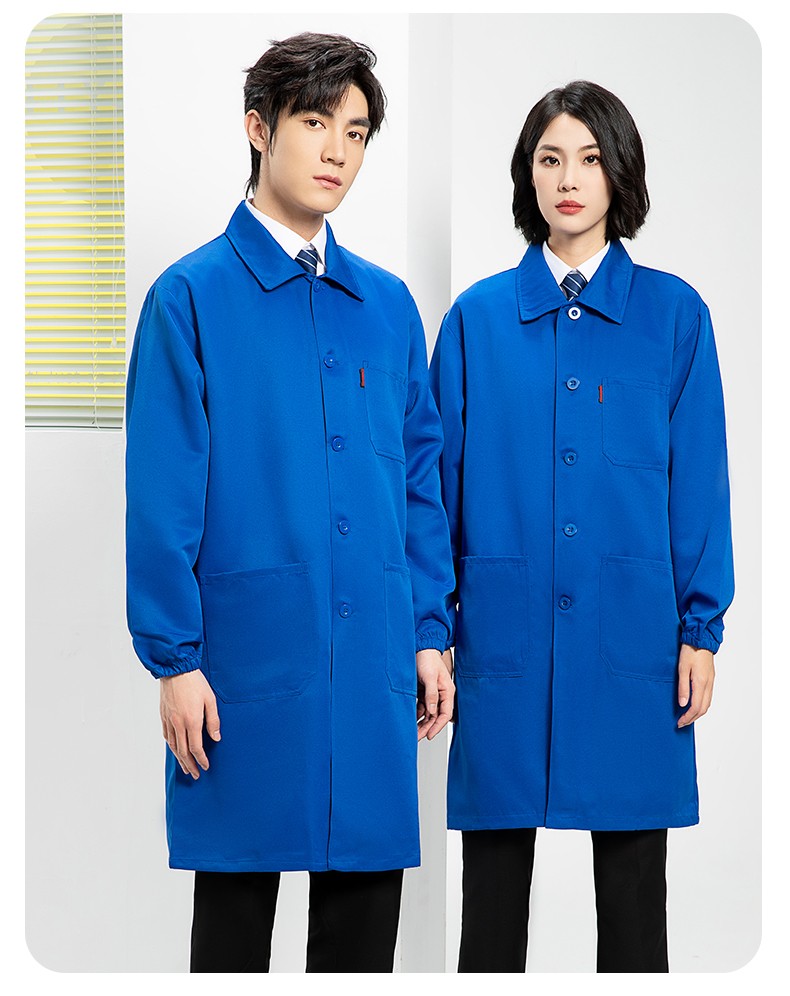 YJ-2302 純色翻領(lǐng)大褂工作服大褂倉庫搬運(yùn)裝卸服飼養(yǎng)員防塵罩衣食品廠服(圖19)