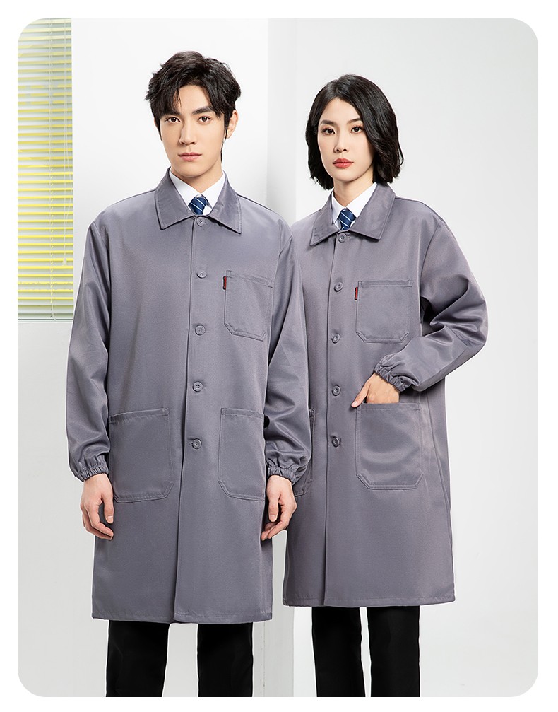 YJ-2302 純色翻領(lǐng)大褂工作服大褂倉庫搬運(yùn)裝卸服飼養(yǎng)員防塵罩衣食品廠服(圖21)