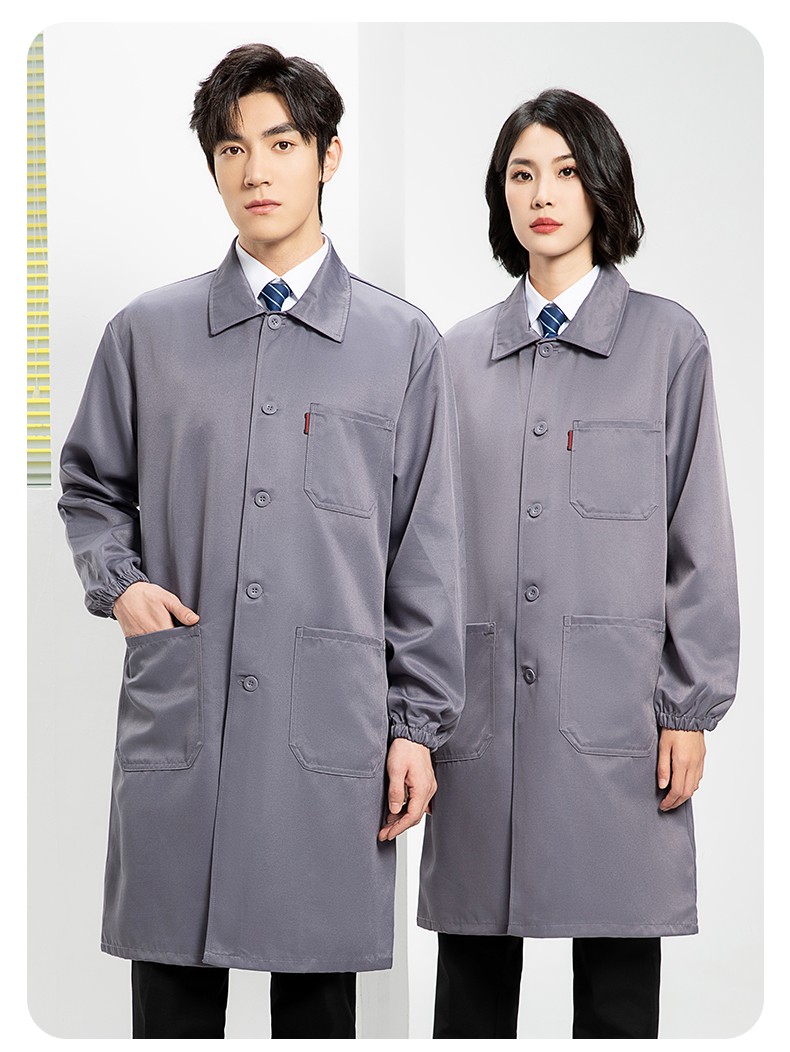 YJ-2302 純色翻領(lǐng)大褂工作服大褂倉庫搬運(yùn)裝卸服飼養(yǎng)員防塵罩衣食品廠服(圖22)