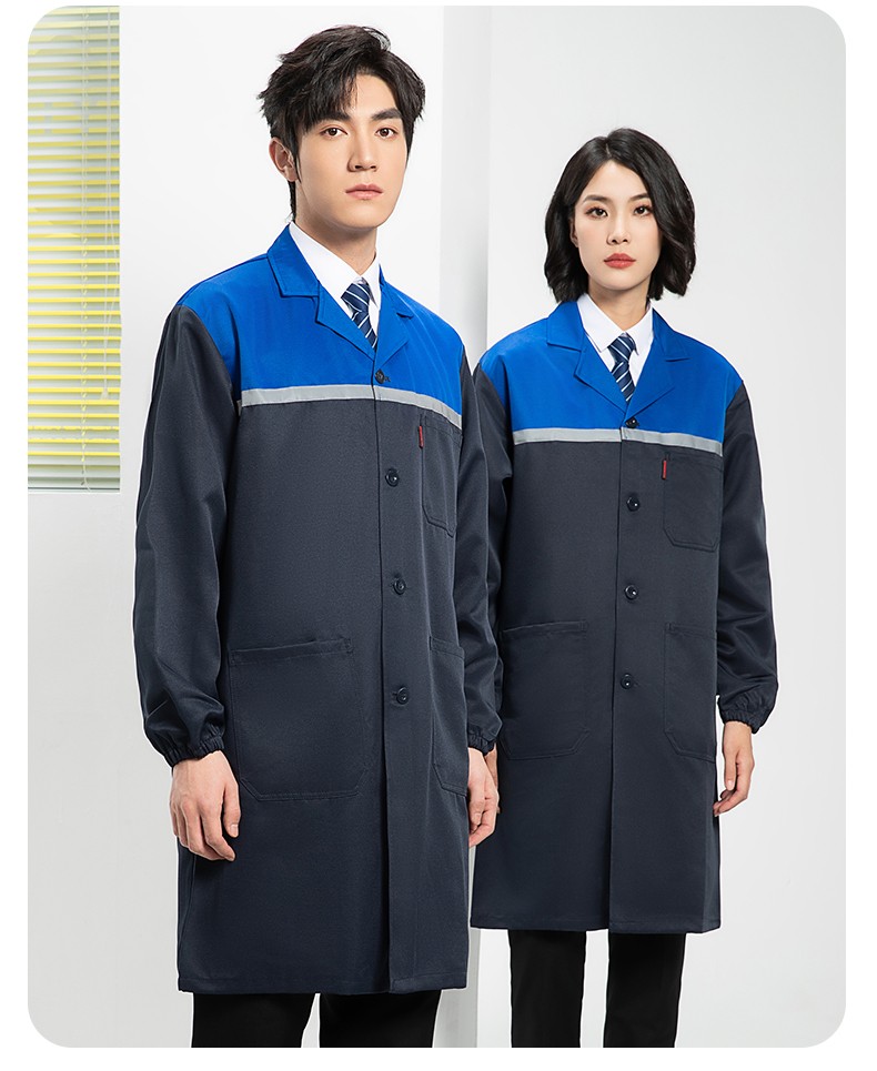 YJ-2303 拼色大褂長款工作服電子白男女倉庫搬運(yùn)大褂勞保食品廠大褂定制(圖18)