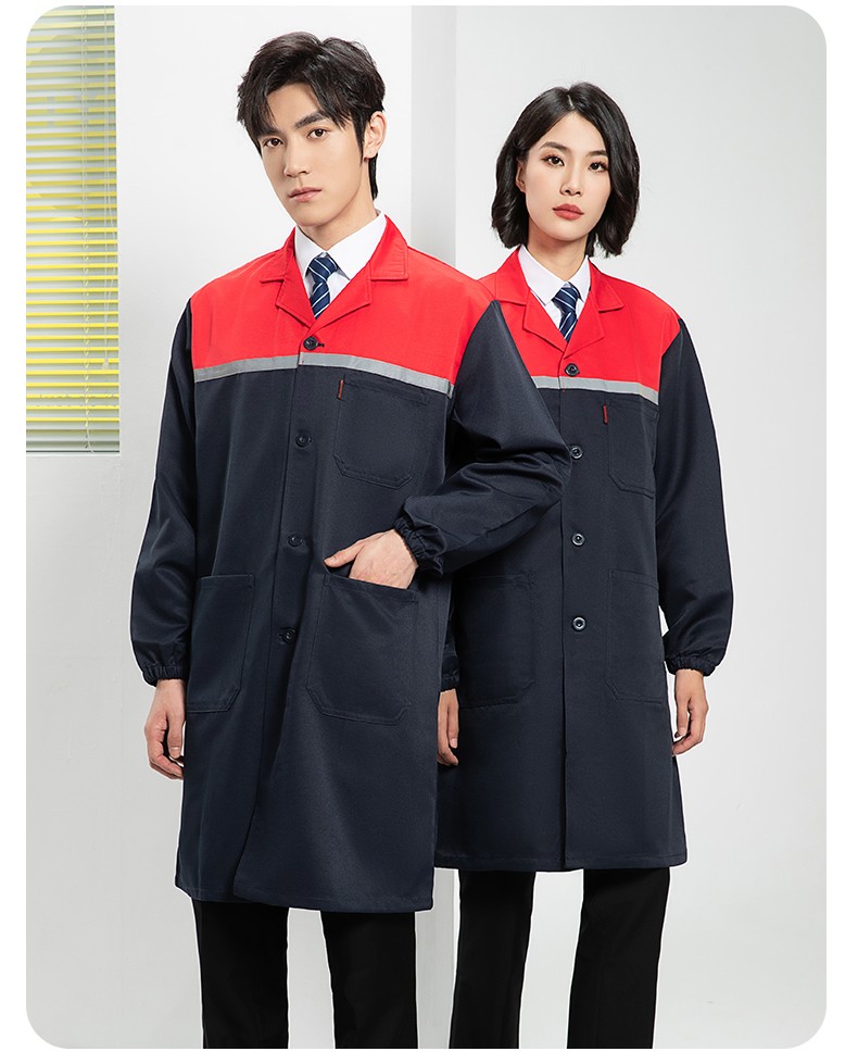 YJ-2303 拼色大褂長款工作服電子白男女倉庫搬運(yùn)大褂勞保食品廠大褂定制(圖16)