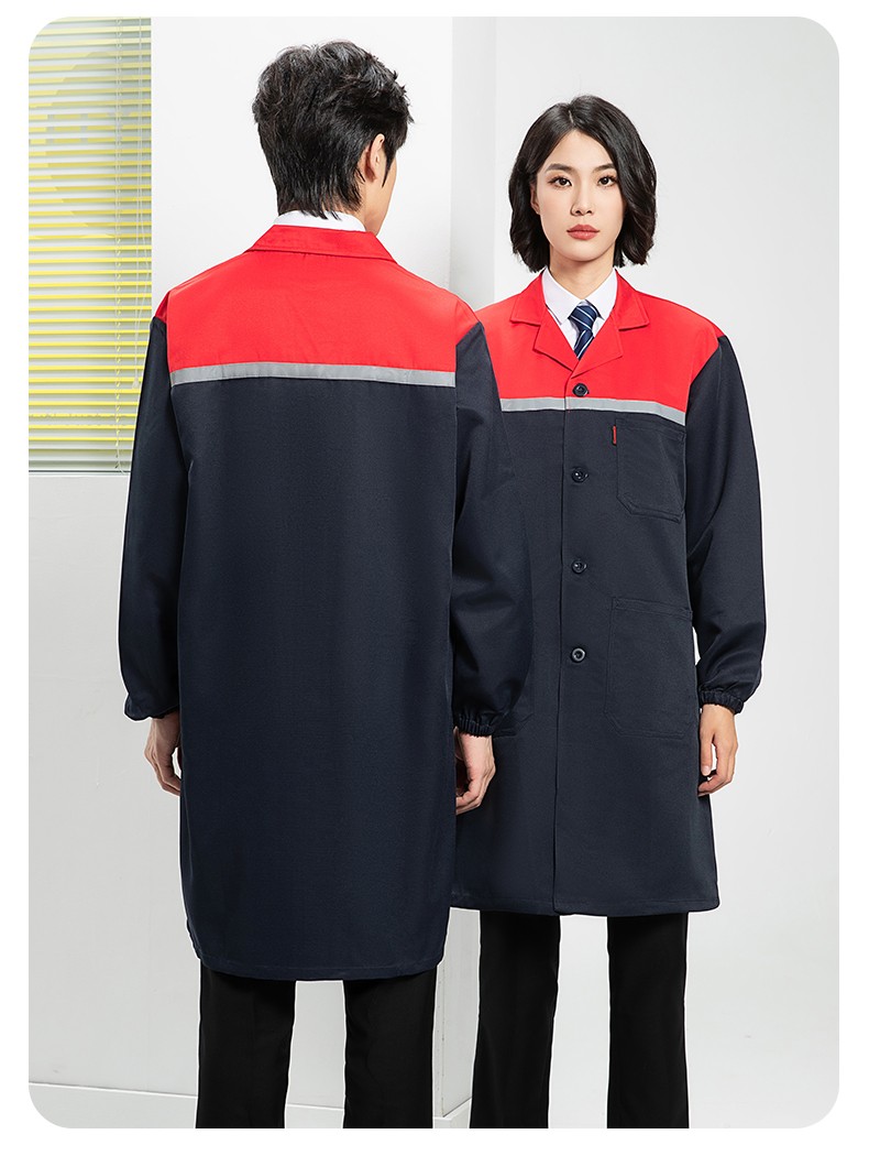 YJ-2303 拼色大褂長款工作服電子白男女倉庫搬運(yùn)大褂勞保食品廠大褂定制(圖17)