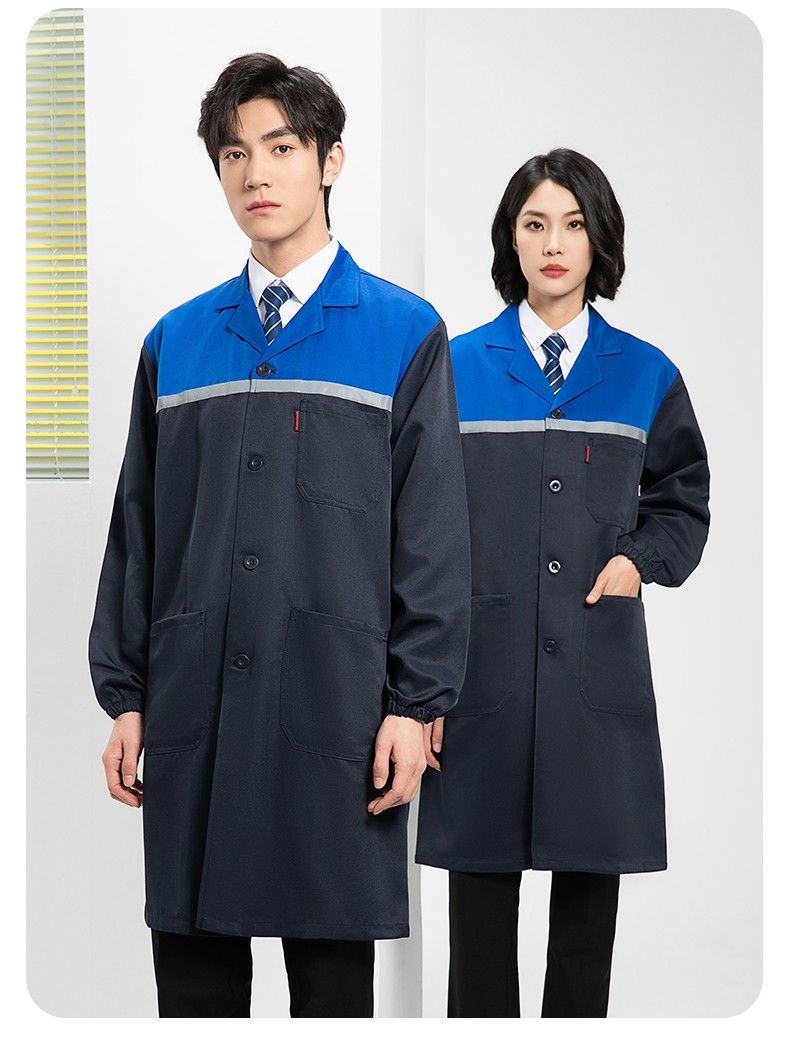 YJ-2303 拼色大褂長款工作服電子白男女倉庫搬運(yùn)大褂勞保食品廠大褂定制(圖19)