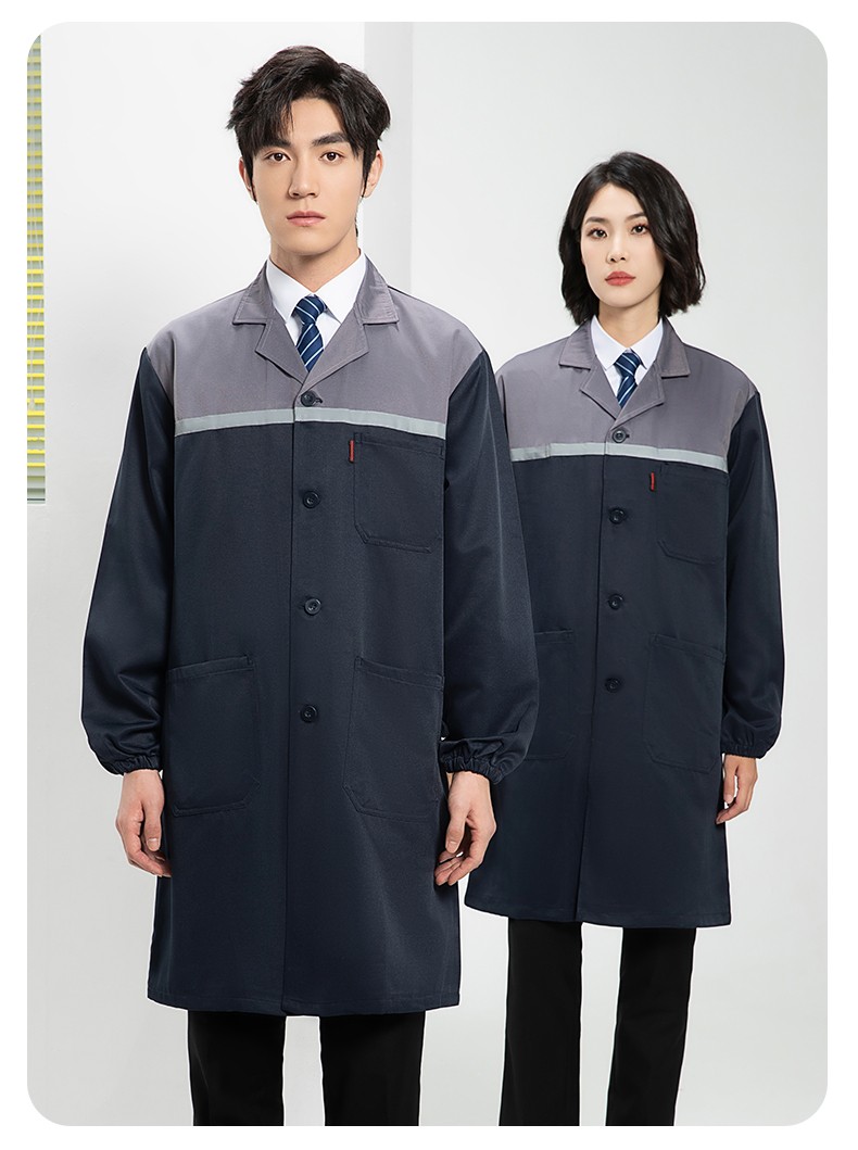 YJ-2303 拼色大褂長款工作服電子白男女倉庫搬運(yùn)大褂勞保食品廠大褂定制(圖21)